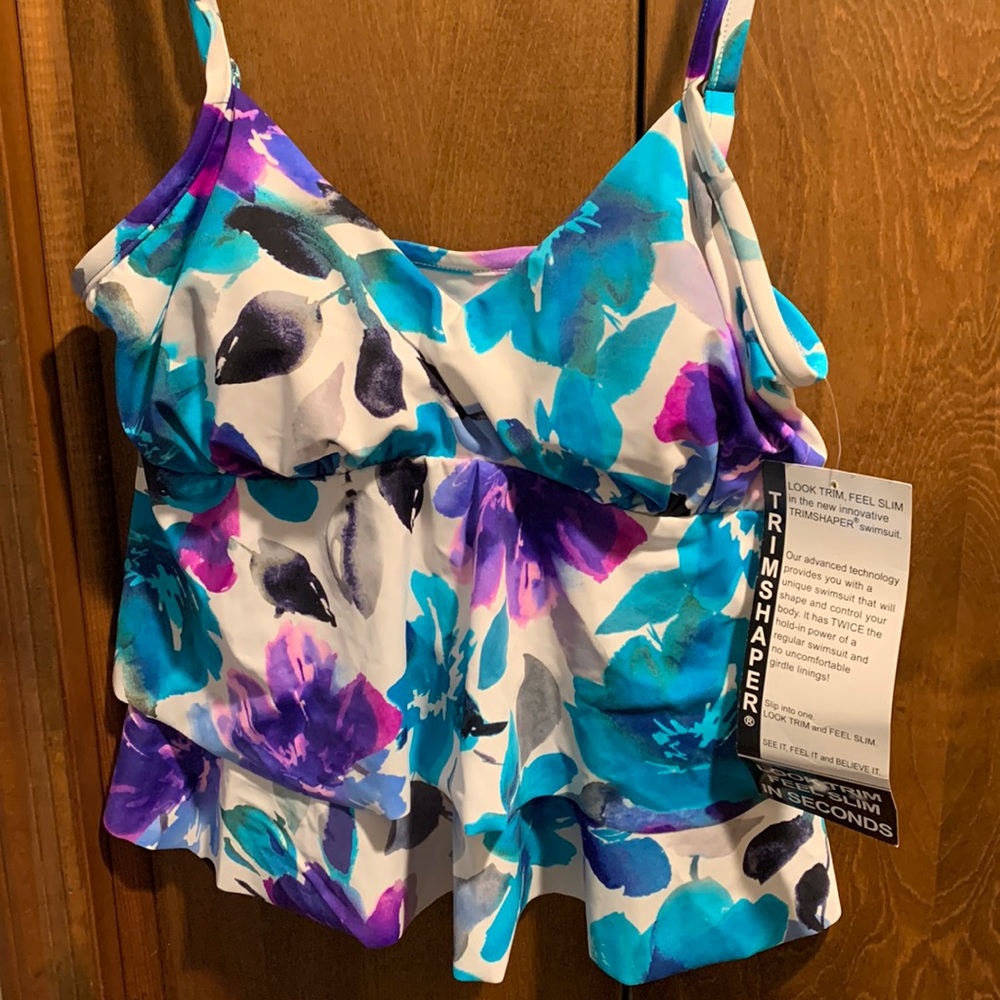 Ladies bathing suit top Size 12 Trimshaper layered top slims and trims.